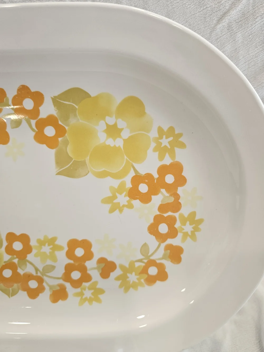 Vintage Centura by Corning Summer Hill Oval Serving Platter, 1970s Yellow Orange